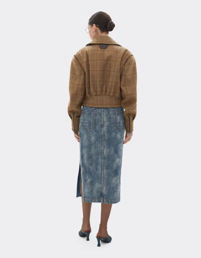 Ferrari Skirt In Needled And Washed Denim