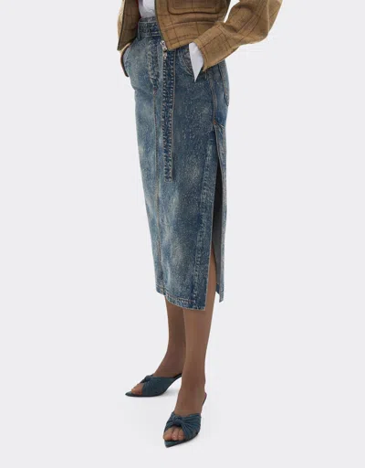 Ferrari Skirt In Needled And Washed Denim