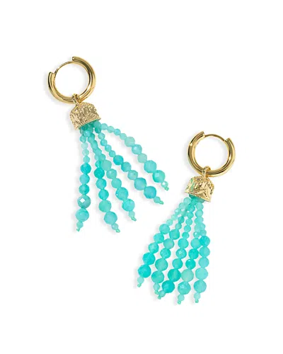 Kendra Scott Sylvia Teal Amazonite Huggie Earrings In Blue