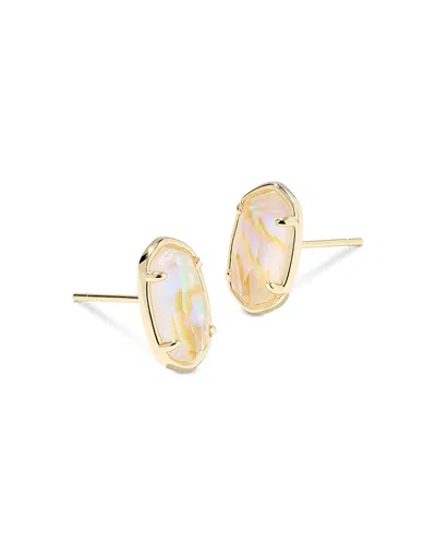 Kendra Scott Drusy Stone Oval-shape Button Earrings In Gold