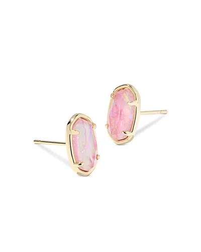 Kendra Scott Grayson Stone Stud Earrings In 14k Gold Plated In Pink