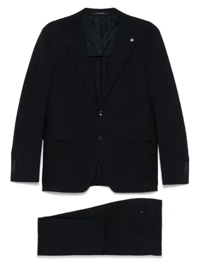Tagliatore Classic Tailored Black Suit With Notched Lapels In Black