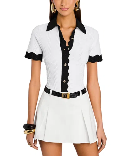 Retroféte Lyric Contrast Trim Knit Top In White