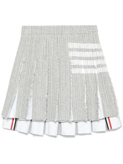 Thom Browne 4-bar Tweed Mini Skirt In Gray