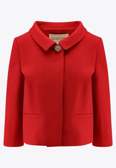 Valentino Womens Paris Heart-button Relaxed-fit Wool And Silk Jacket In Red