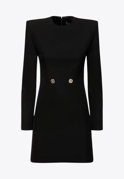 Versace Wool Grain De Poudre Mini Dress In Black