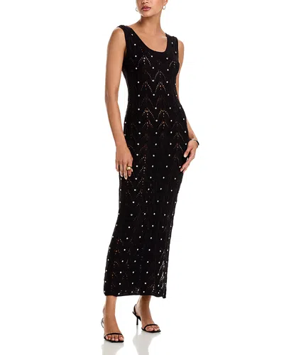 Generation Love Vincent Rhinestone Pointelle Knit Dress In Black