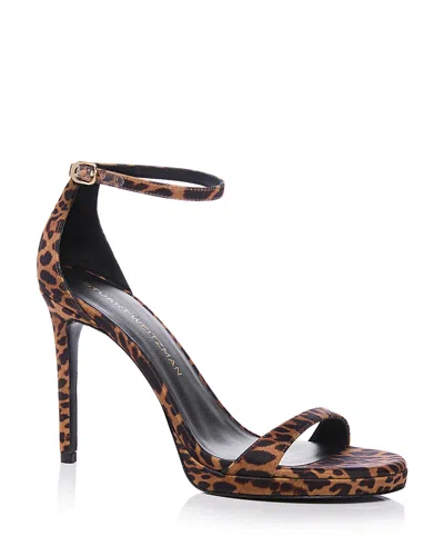 Stuart Weitzman Nudist Leopard Ankle-strap Platform Sandals In Animal Print