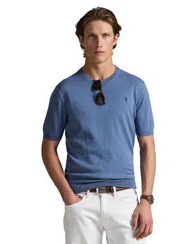 Polo Ralph Lauren Cotton Crewneck Short Sleeve Sweater In Blue