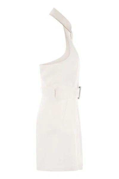 Mvp Wardrobe Linen Jumpsuit With Contrasting Profiles In White