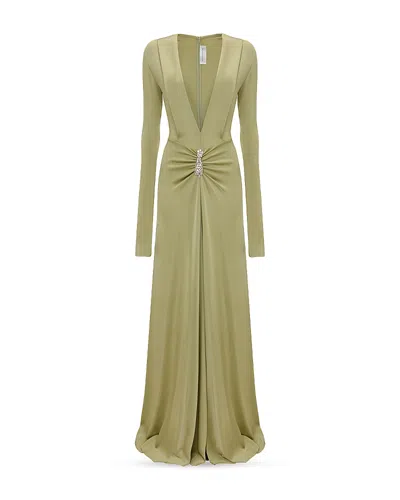 Victoria Beckham Long-sleeve V-neck Gown