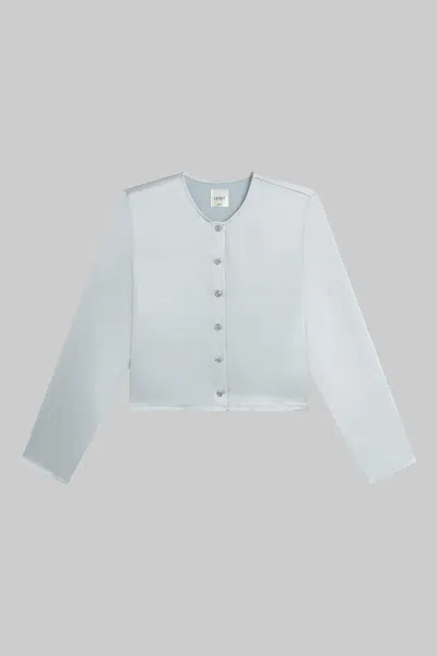 Leset Barb Crew Cardigan In Blue