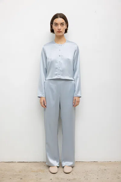 Leset Barb Crew Cardigan In Blue