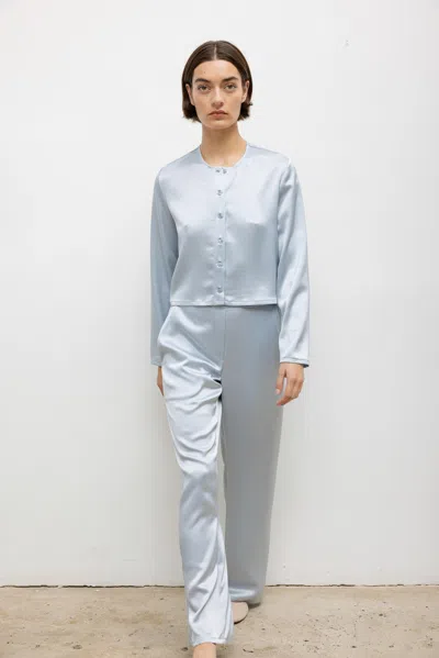 Leset Barb Crew Cardigan In Blue