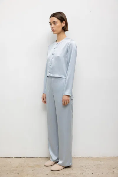 Leset Barb Crew Cardigan In Blue