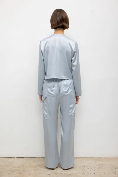 Leset Barb Crew Cardigan In Blue