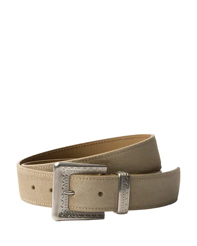 Prada Mens Neutral Brushed Suede Belt In Brown
