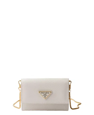 Prada Saffiano Leather Card Holder With Shoulder Strap In Multi