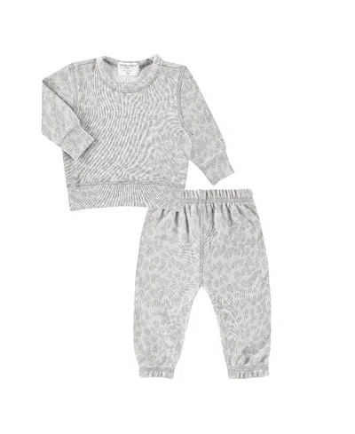 Paigelauren Unisex Hacci Loungewear Set In Leopard Print - Baby In Gray