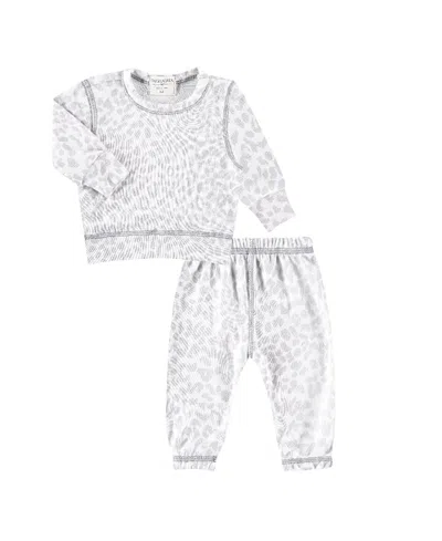 Paigelauren Unisex Hacci Loungewear Set In Leopard Print - Baby In Gray
