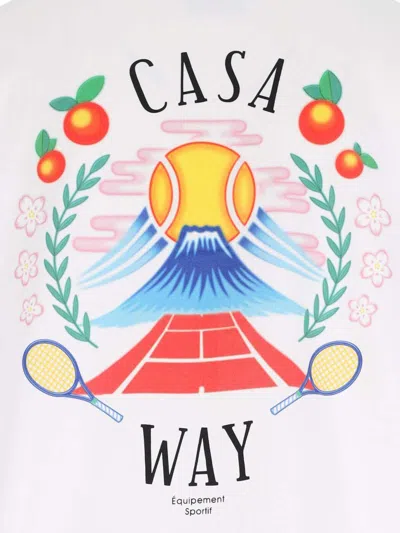 Casablanca T-shirt Girocollo Con Logo Sul Fronte In Cotone Bianca Uomo