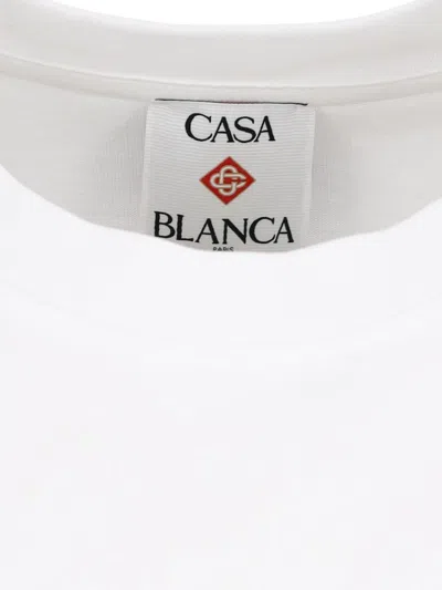 Casablanca T-shirt Girocollo Con Logo Sul Fronte In Cotone Bianca Uomo