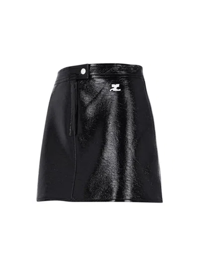 Courrèges Courreges Re-edition Vinyl Effect Mini Skirt Women In Black