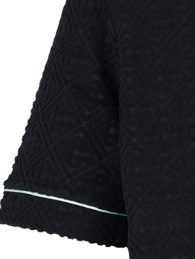 Casablanca Black Shirt With Classic Lapels And All-over Embossed Monogram