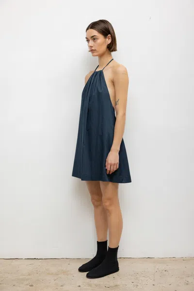 Leset Pre-order: Yoko Halter Mini Dress In Blue