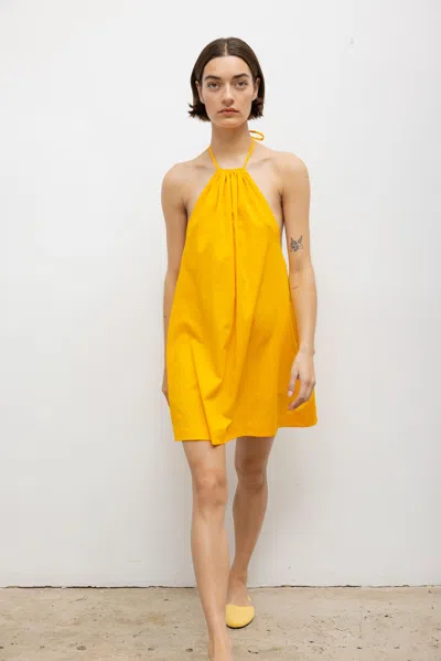 Leset Pre-order: Yoko Halter Mini Dress In Yellow