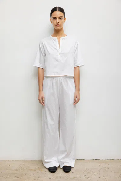 Leset Pre-order: Yoko Short Sleeve Henley In White