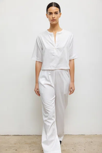 Leset Pre-order: Yoko Short Sleeve Henley In White