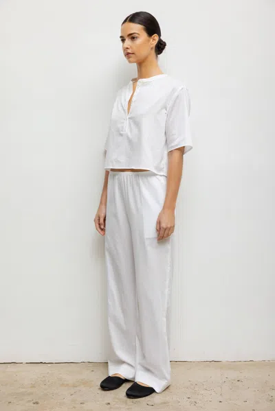 Leset Pre-order: Yoko Short Sleeve Henley In White