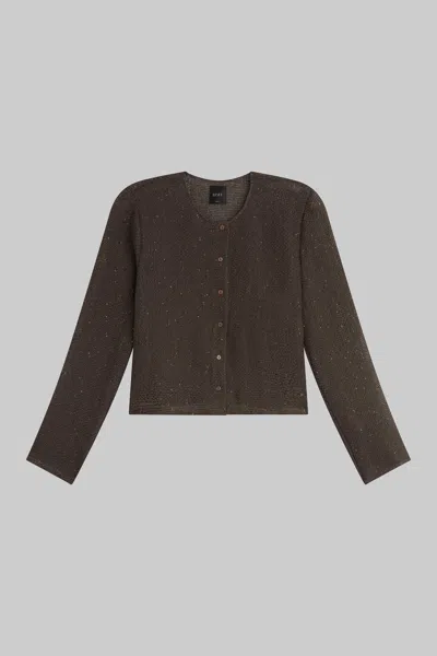 Leset Stella Crew Cardigan In Brown