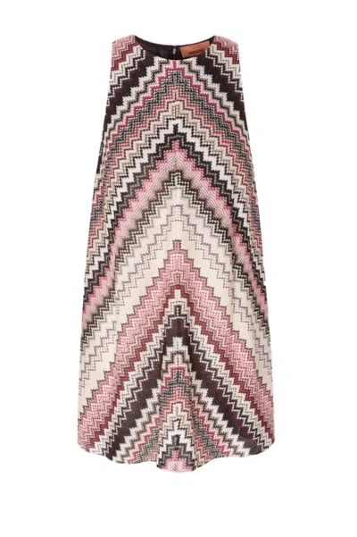 Missoni Zigzag Pattern Sleeveless Mini Dress In Multi