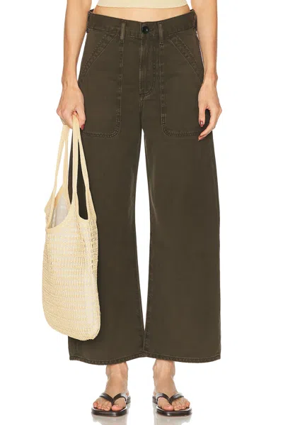 Citizens Of Humanity Ayla High Waist Crop Wide Leg Twill Utility Pants In Black