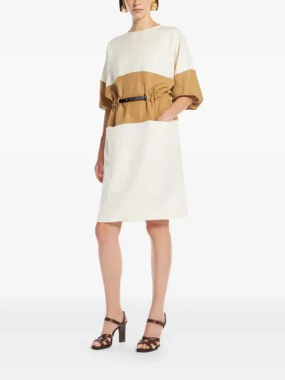 Max Mara Vasto Linen And Silk Sweater Dress In White