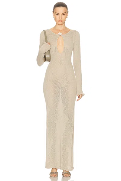 Mirror Palais Rose Pointelle Knit Dress In Neutral