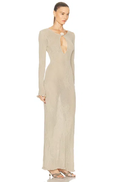Mirror Palais Rose Pointelle Knit Dress In Neutral
