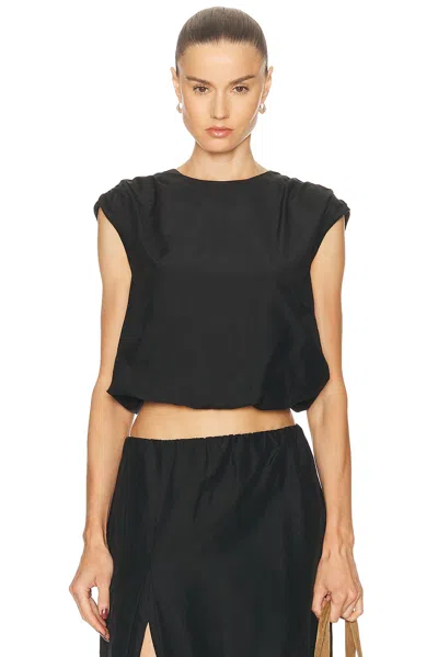 Loulou De Saison Cosma Gathered Sleeveless Top In Black