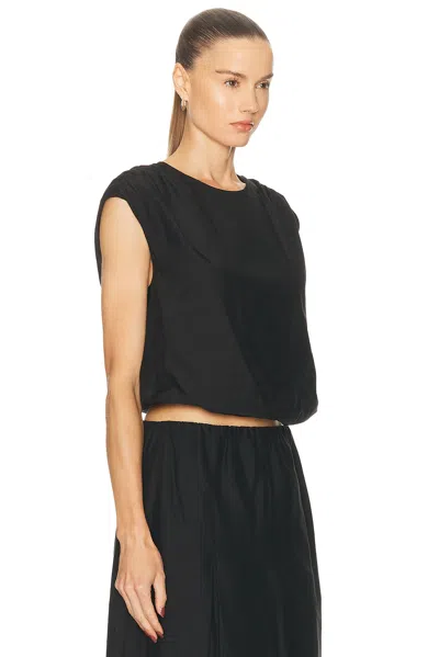 Loulou De Saison Cosma Gathered Sleeveless Top In Black