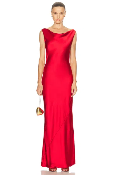 Norma Kamali Sleeveless Low Back Drape Gown In Red