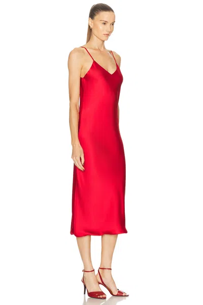 Norma Kamali Bias Slip Midcalf Dress In Red