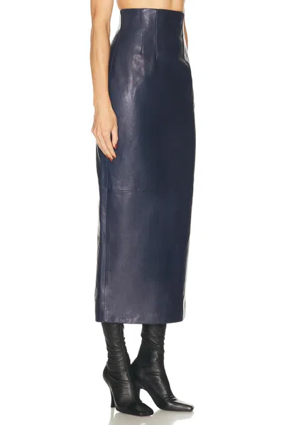 Khaite Loxley Leather Pencil Maxi Skirt In Black