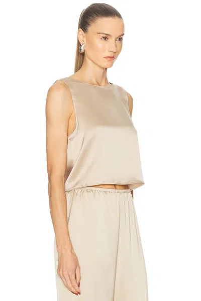 Leset Barb Crop Sleeveless Crew Top In Gray