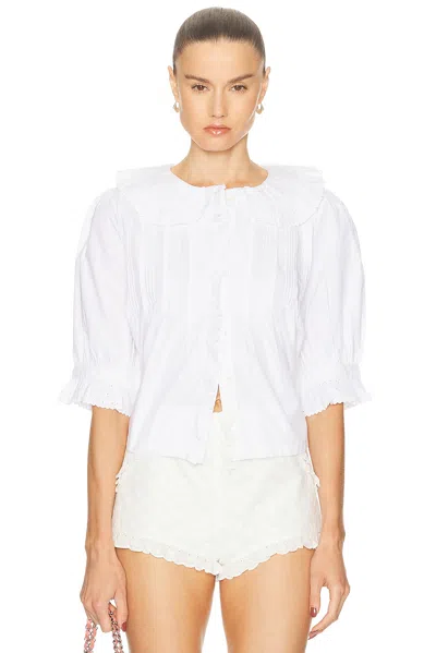 Skall Studio Viola Embroidered Cotton Blouse In White