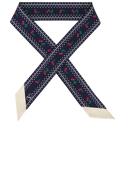 Valentino Garavani Cherryfic Bandeaux Scarf In Silk Women In Blue
