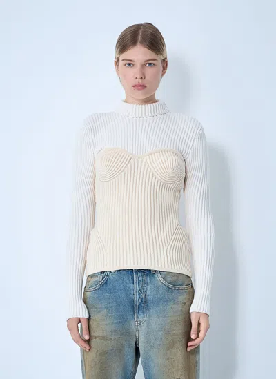 Jean Paul Gaultier Ribbed Wool Sweater In Multi