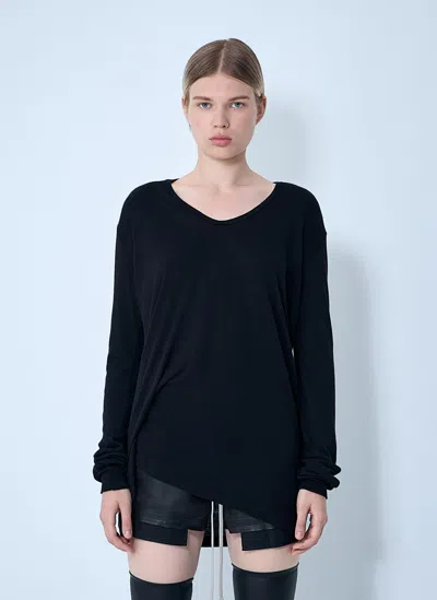 Rick Owens Hiked Long Sleeve Top In Blue