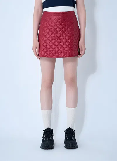Moncler Diamond-quilted Mini A-line Skirt In Red